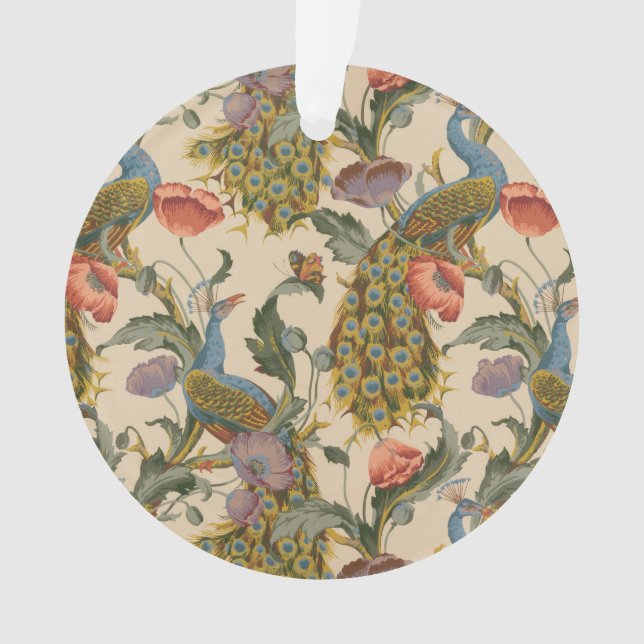 Vintage Peacock Pattern Colourful Art Ornament (Front)