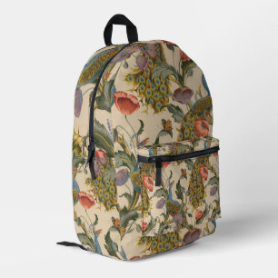 Vintage Peacock Pattern Colourful Art Printed Backpack