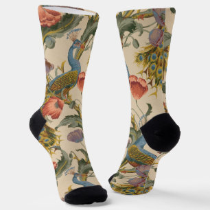 Vintage Peacock Pattern Colourful Art Socks