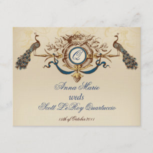 Vintage Peacock Reception Card Horizontal