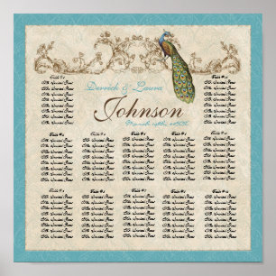 Vintage Peacock Reception Table Seating Chart