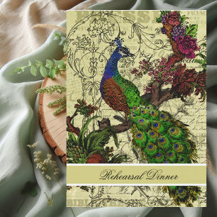 Vintage Peacock Rehearsal Dinner Invitation
