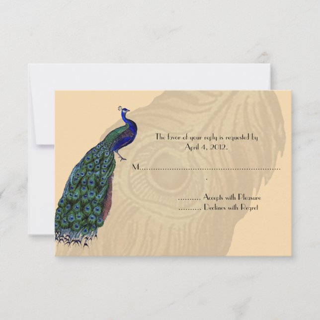 Vintage Peacock Reply Cards (Front)
