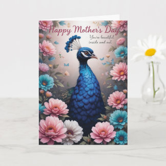 Vintage Peacock Roses Mothers Day  Card