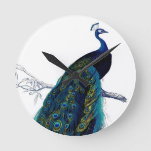 Vintage Peacock Round Clock