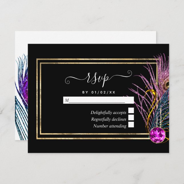 Vintage Peacock RSVP Card (Front/Back)
