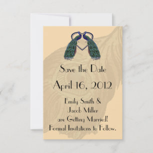 Vintage Peacock Save the Date Invitations