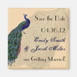 Vintage Peacock Save the Date Magnets