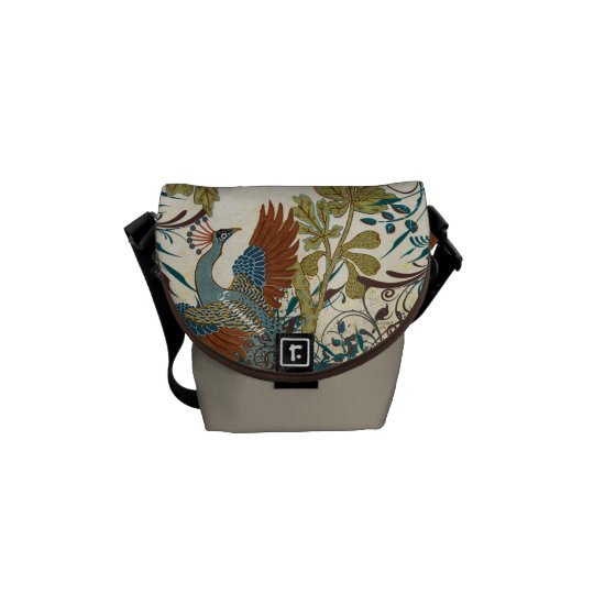 Vintage Peacock Swirl Fine Art Messenger Bag