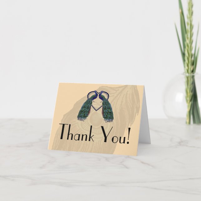 Vintage Peacock Thank You Notes (Front)