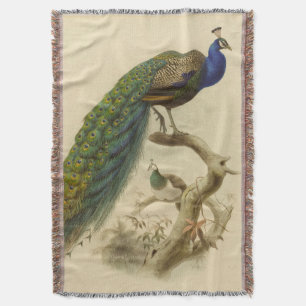 Vintage Peacock Throw Blanket