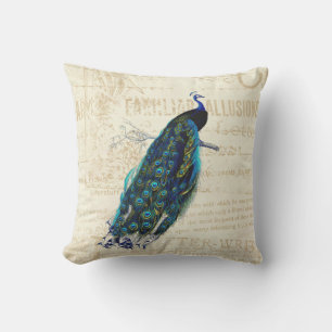 Vintage Peacock Throw Pillow