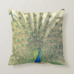 Vintage Peacock Throw Pillow