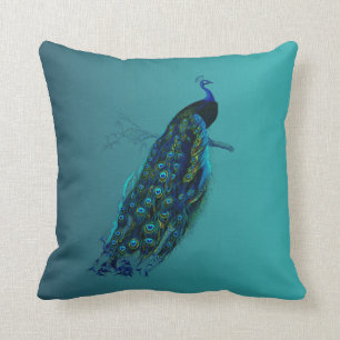 Vintage Peacock Throw Pillow