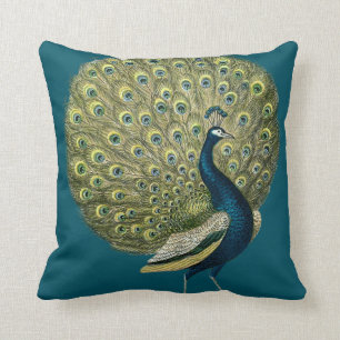Vintage Peacock Throw Pillow