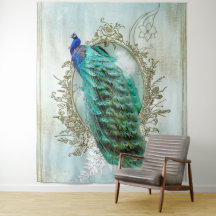 Vintage peacock turquoise shabby chic Tapestry