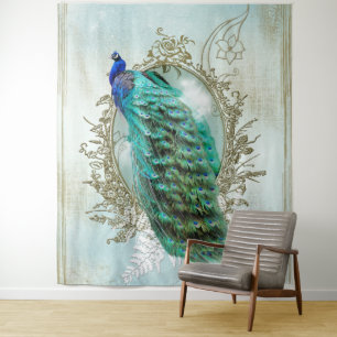 Vintage peacock turquoise shabby chic Tapestry