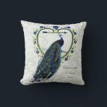 Vintage Peacock Wedding Anniversary 40th 50th 60th Throw Pillow<br><div class="desc">Stylish wedding anniversary gift for parents, friends, family and colleagues. You can edit the templates using the customize or personalize tab. ____________________________________________________________________________ 1. For assistance, custom design or matching items (view the collection attached) contact Designer LeahG via the contact tab below. ____________________________________________________________________________ 2. For updates on the latest trending gift...</div>