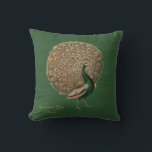 Vintage Peacock Wedding Anniversary 40th 50th 60th Throw Pillow<br><div class="desc">Stylish wedding anniversary gift for parents, friends, family and colleagues. You can edit the templates using the customize or personalize tab. ____________________________________________________________________________ 1. For assistance, custom design or matching items (view the collection attached) contact Designer LeahG via the contact tab below. ____________________________________________________________________________ 2. For updates on the latest trending gift...</div>