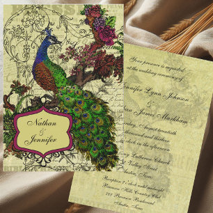 Vintage Peacock Wedding Invitation