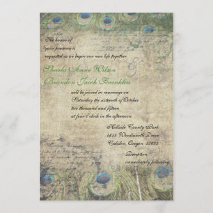 Vintage Peacock Wedding Invitation