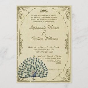 Vintage Peacock Wedding Invitation