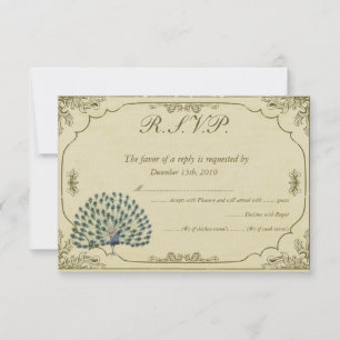 Vintage Peacock Wedding RSVP Card