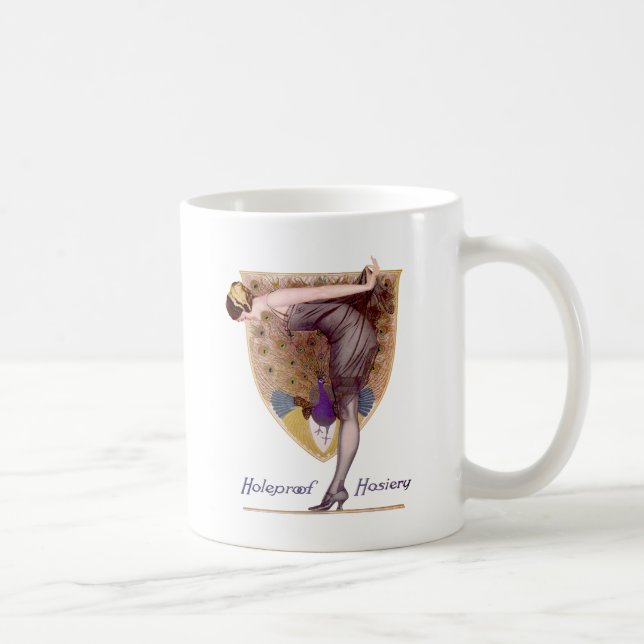Vintage Peacock Woman Flapper Pretty Coffee Mug (Right)