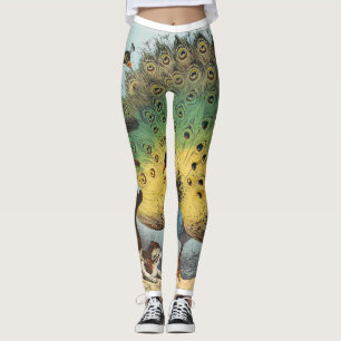 Vintage peacocks and a cat leggings