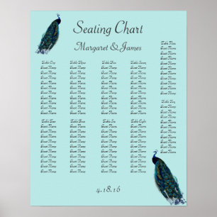 Vintage Peacocks Aqua Seating Chart