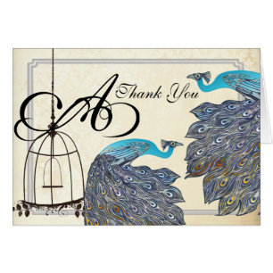 Vintage Peacocks Cage d'oiseaux Invitations de mar