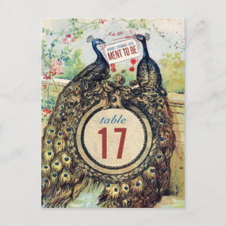 Vintage Peacocks in A Romantic Garden Postcard