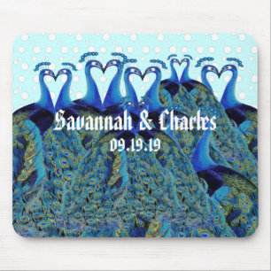 Vintage Peacocks Kissing Wedding Gifts Mouse Pad