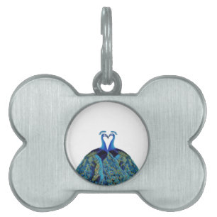 Vintage Peacocks Kissing Wedding Gifts Pet Name Tag