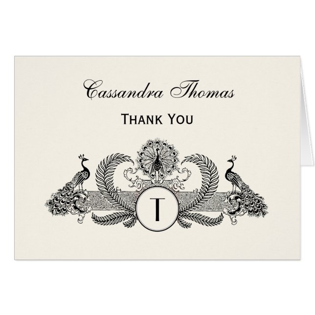 Vintage Peacocks Monogram Ivory BG (Devant Horizontal)