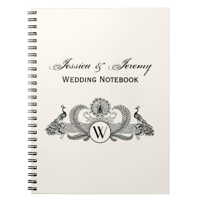 Vintage Peacocks Monogram Ivory BG Notebook (Front)