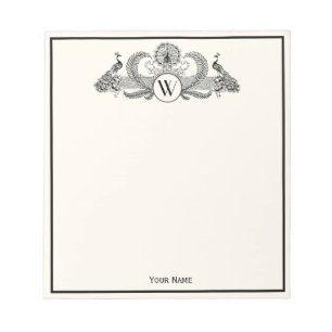 Vintage Peacocks Monogram Ivory BG Notepad