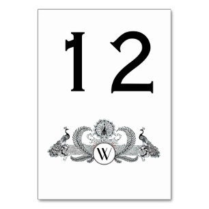 Vintage Peacocks Monogram Table Number