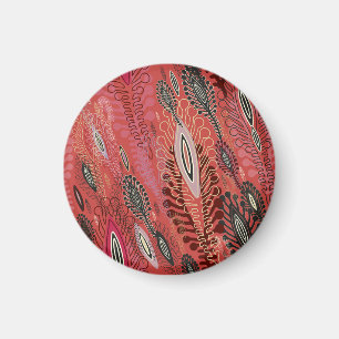 Vintage Peafowl Red Decorative Seamless Pattern Magnet