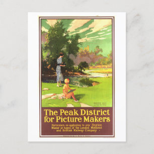 Vintage Peak District UK Travel Poster Postcard