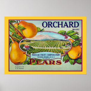 Vintage Pear Fruit Crate Label Print