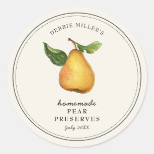 Vintage Pear Preserve Jam jar Canning label