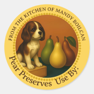 Vintage pears from the kitchen of canning label