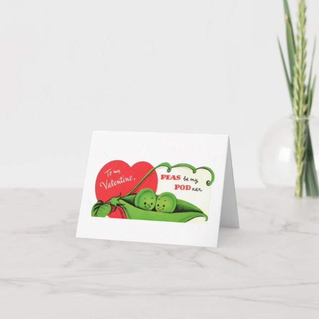 Vintage Peas In A Pod Valentine Card (Front)