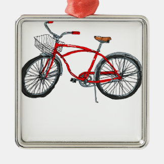 Vintage Pedal Power Bicycle Drawing Metal Ornament