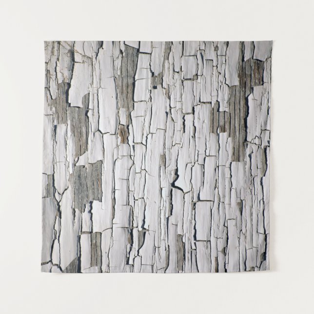 Vintage Peeling Paint: White Wall Aesthetics Tapestry (Front)