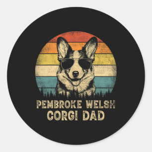 Vintage Pembroke Welsh Corgi Dad Dog Lovers Father Classic Round Sticker