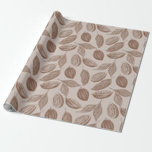 Vintage Pencil pattern with cocoa pods Wrapping Paper