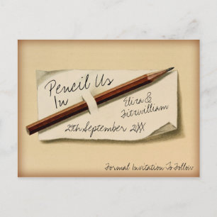 Vintage Pencil Us In Save The Date Postcard