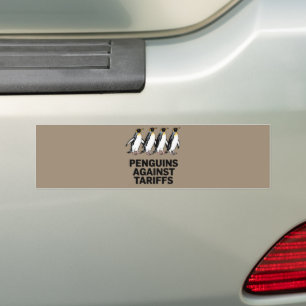 Vintage Penguins Protest Against Tariffs Funny  Bumper Sticker